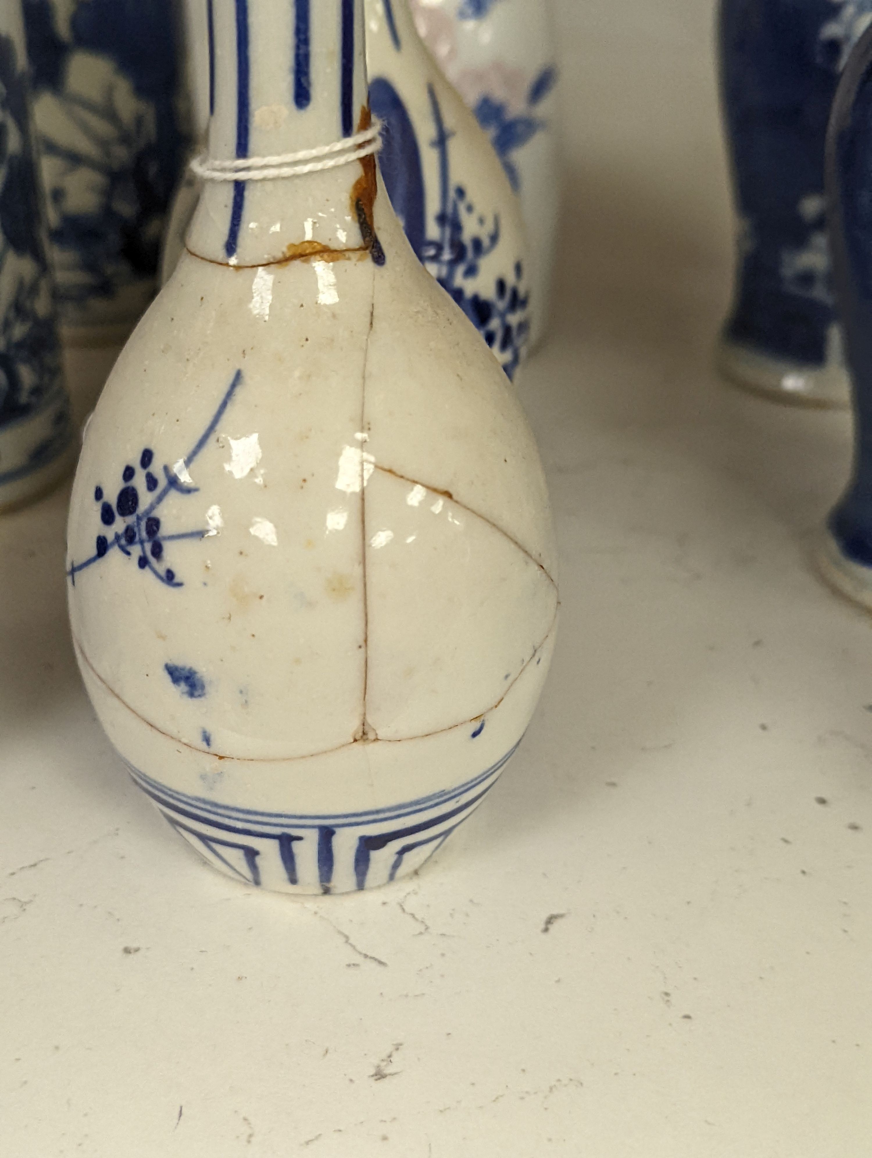 Assorted small Chinese blue and white vases etc., tallest 22cm